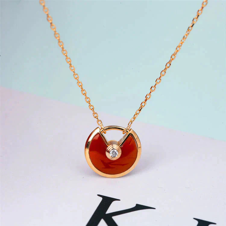 [Lumina]AMULETTE GOLD CARNELIAN ONYX NECKLACE