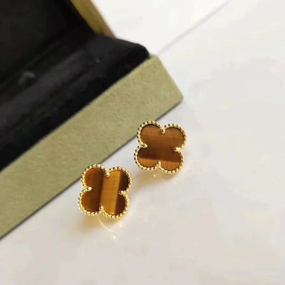 [Lumina]CLOVER MEDIUM 1 MOTIFS TIGER EYE EARRINGS