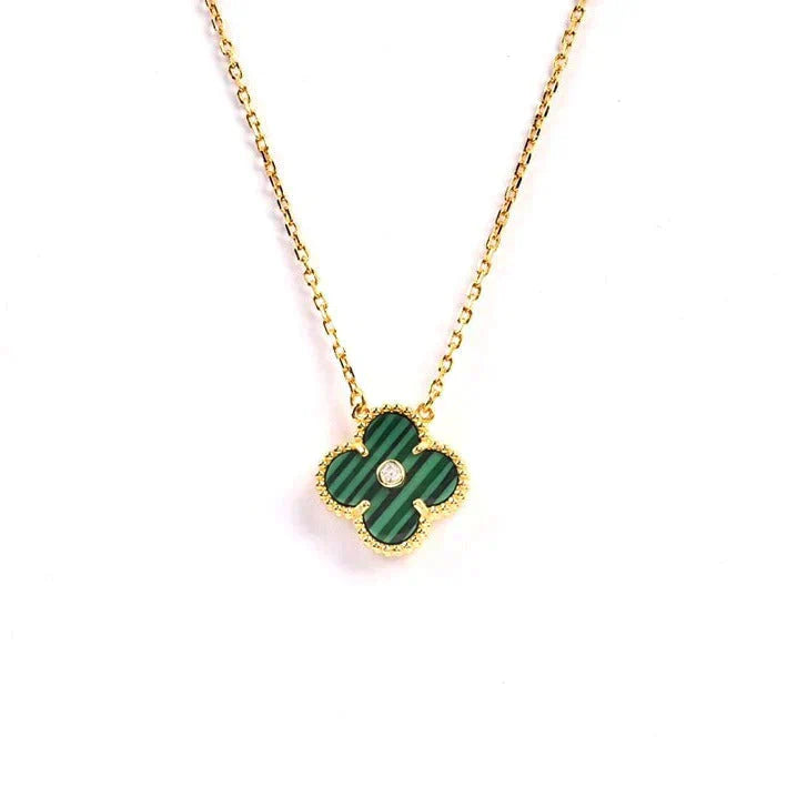 [Lumina]CLOVER 15MM DIAMOND TURQUOISE NECKLACE
