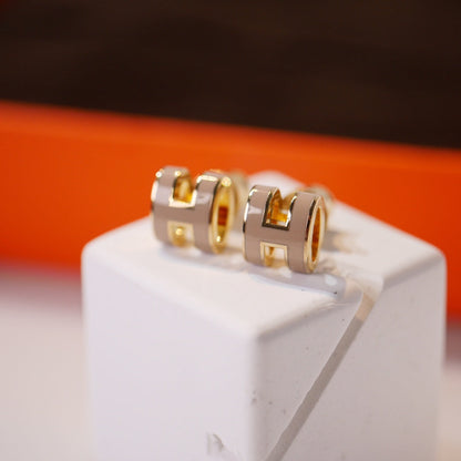 [Lumina]MINI POP H GOLD EARRINGS GREY