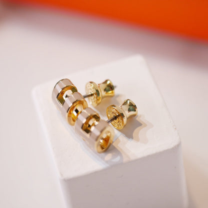 [Lumina]MINI POP H GOLD EARRINGS GREY