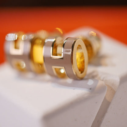 [Lumina]MINI POP H GOLD EARRINGS GREY