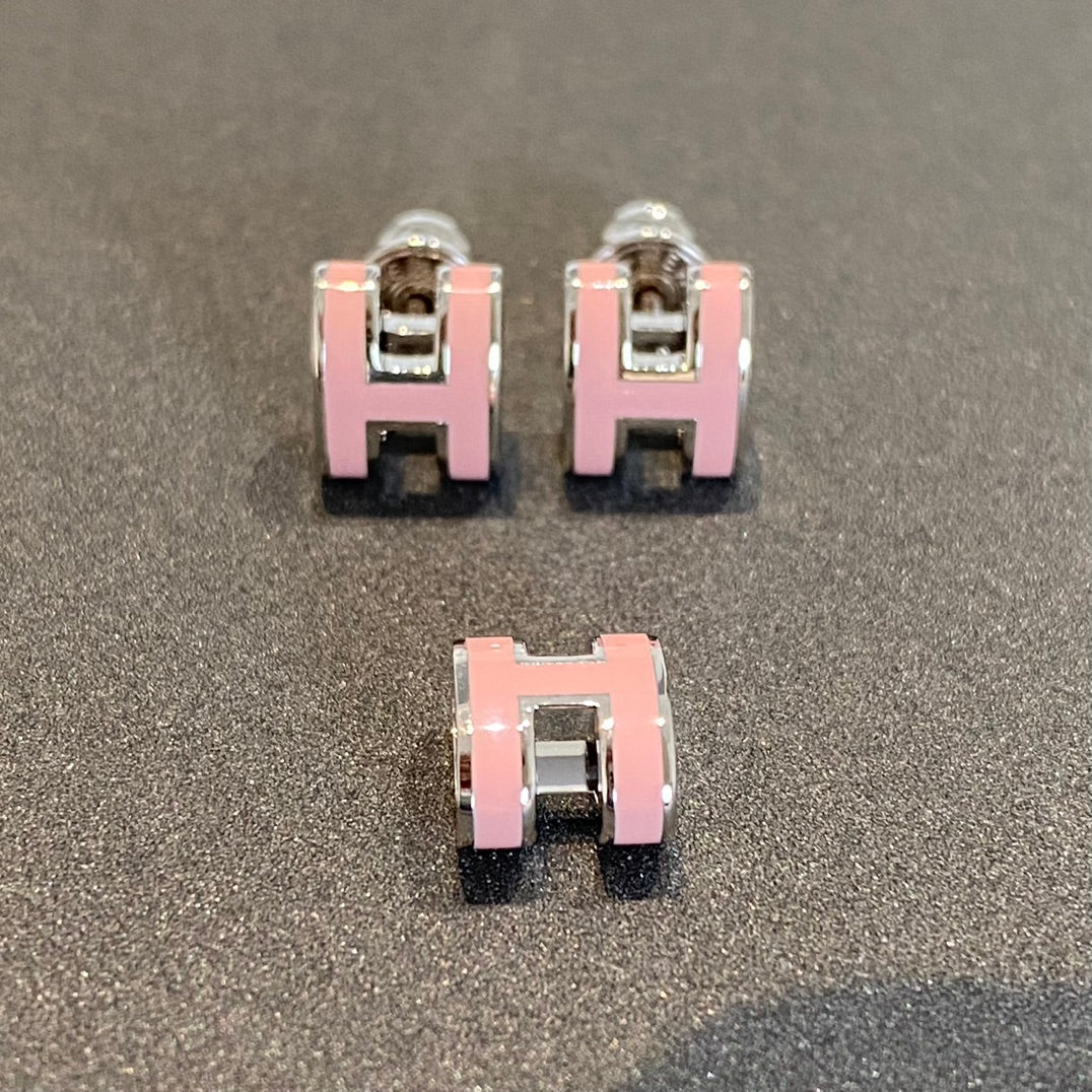 [Lumina]MINI POP H SILVER EARRINGS PINK
