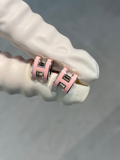 [Lumina]MINI POP H SILVER EARRINGS PINK