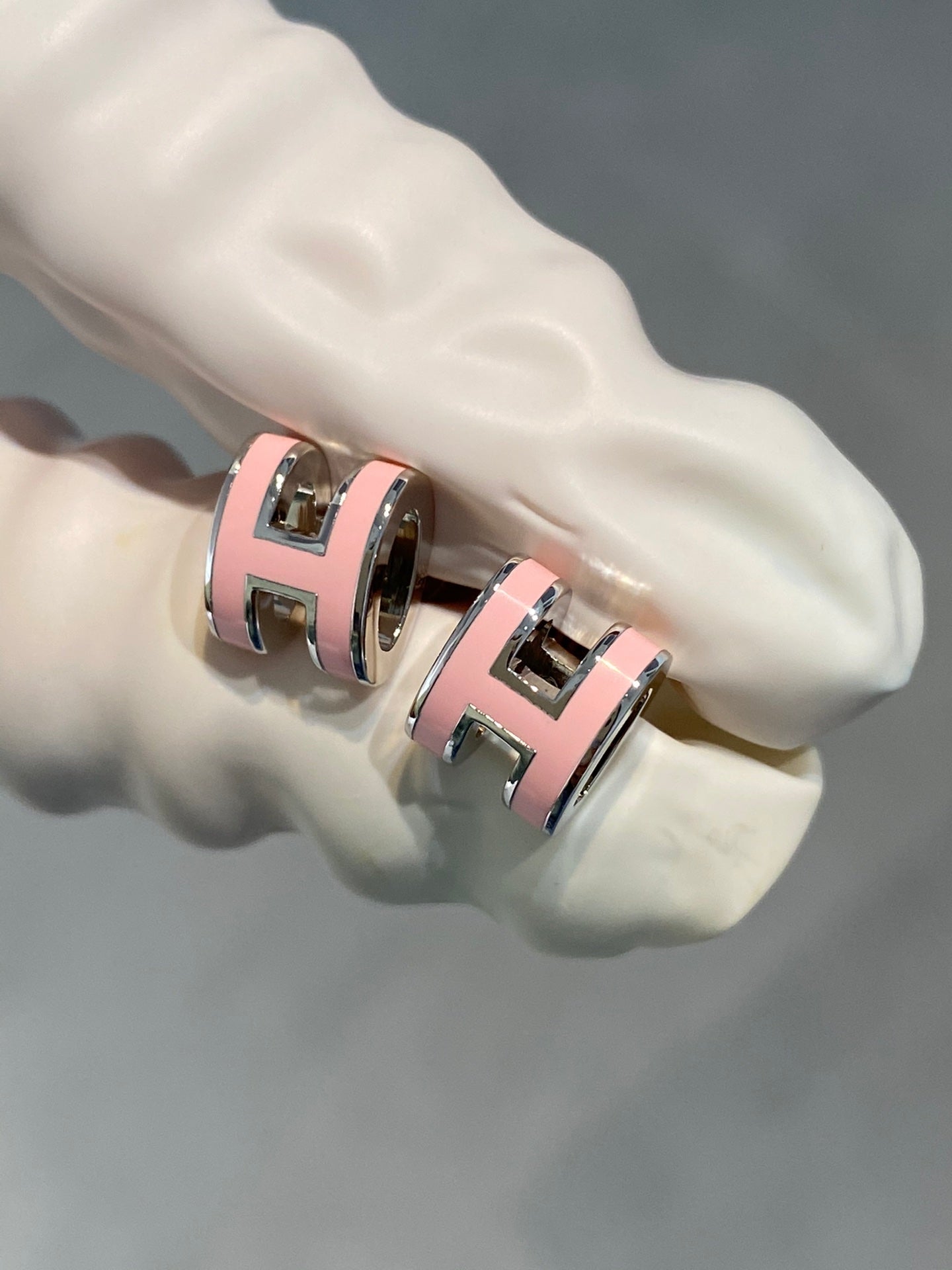 [Lumina]MINI POP H SILVER EARRINGS PINK