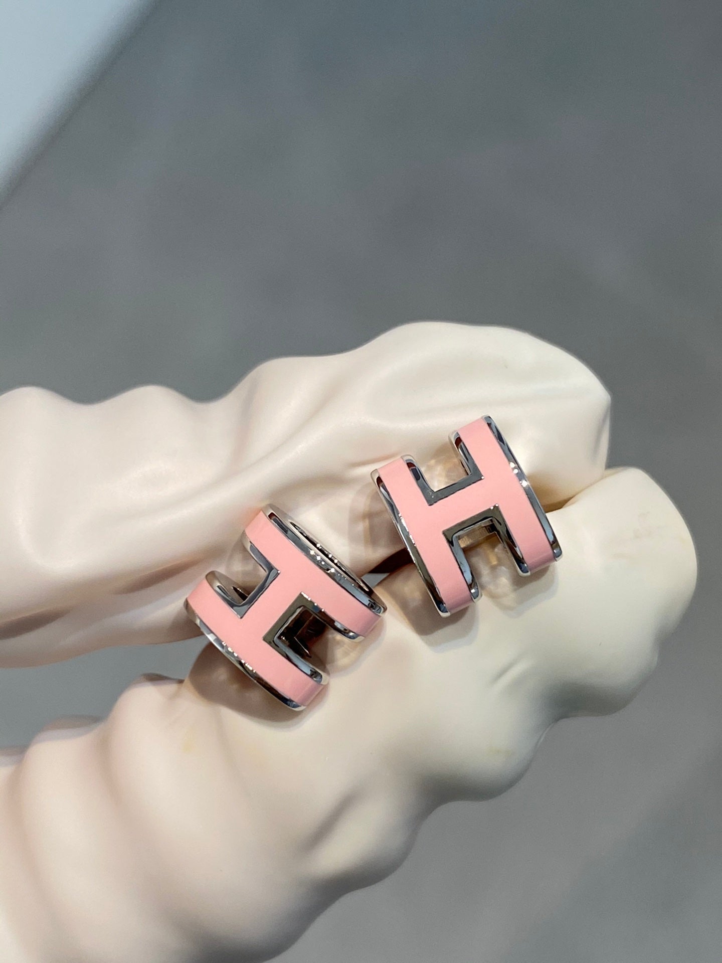 [Lumina]MINI POP H SILVER EARRINGS PINK