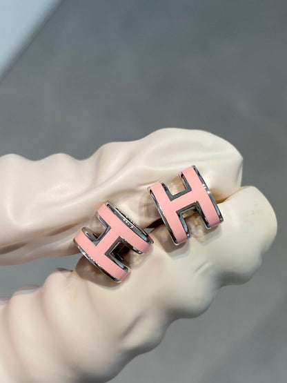 [Lumina]MINI POP H SILVER EARRINGS PINK