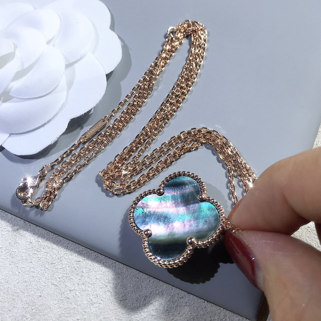 [Lumina]CLOVER 25MM GOLD DARK MOP BIG CLOVER NECKLACE