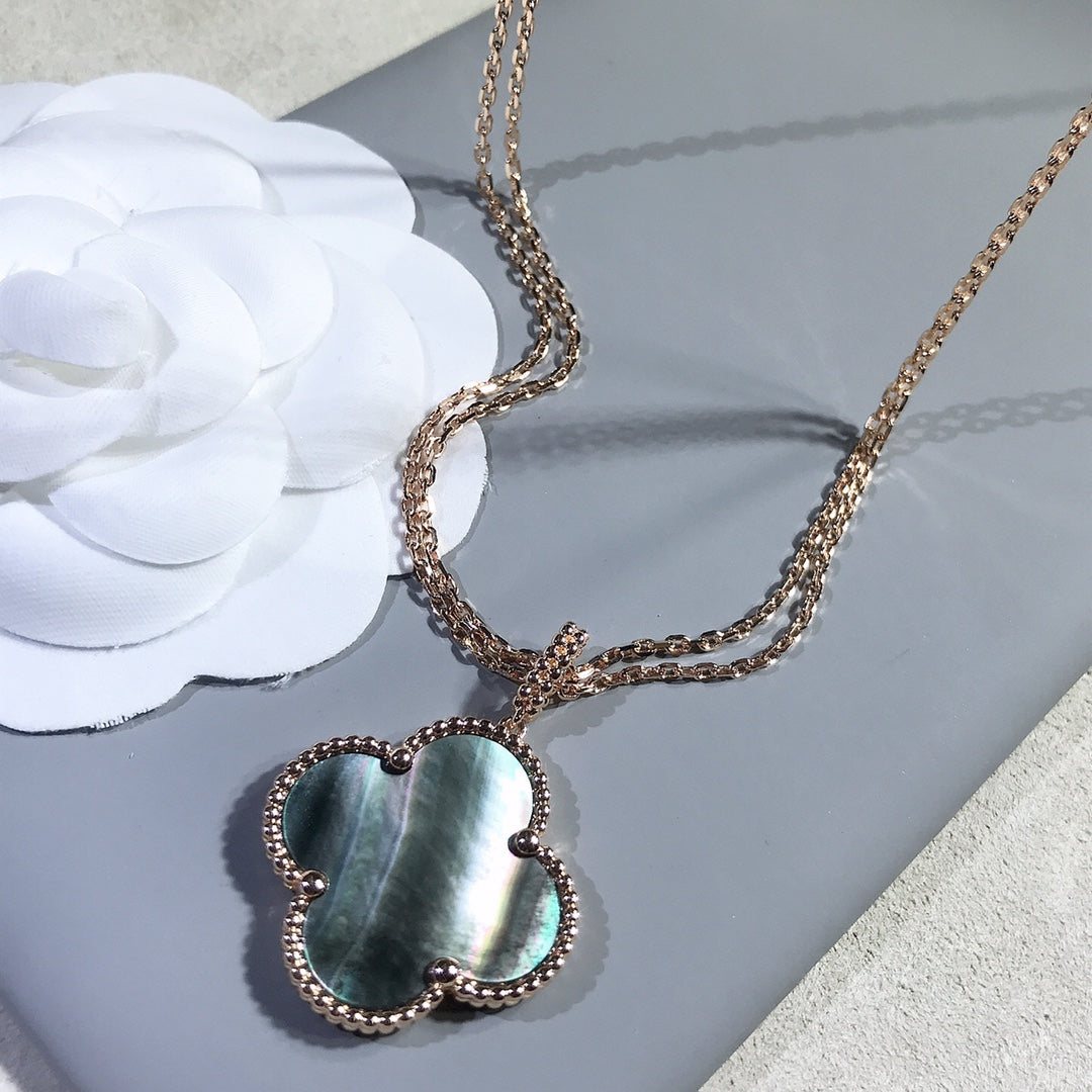 [Lumina]CLOVER 25MM GOLD DARK MOP BIG CLOVER NECKLACE