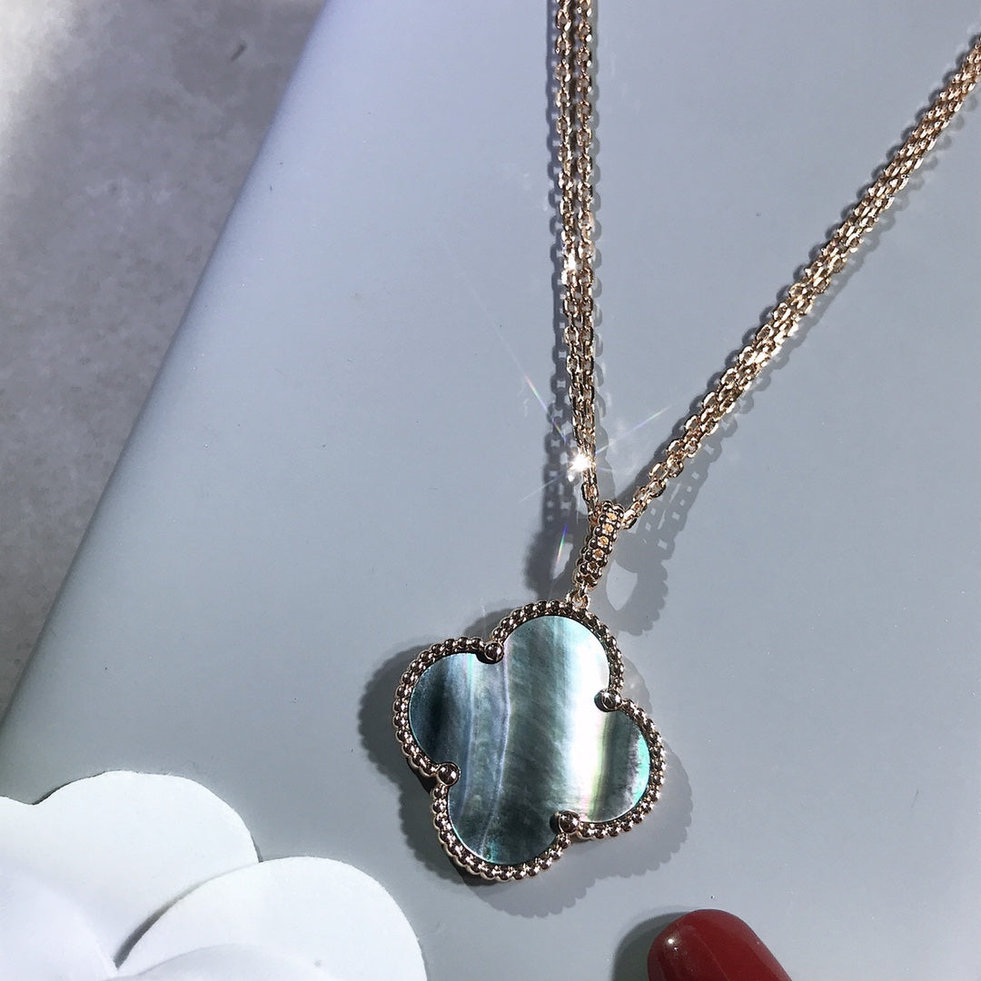 [Lumina]CLOVER 25MM GOLD DARK MOP BIG CLOVER NECKLACE