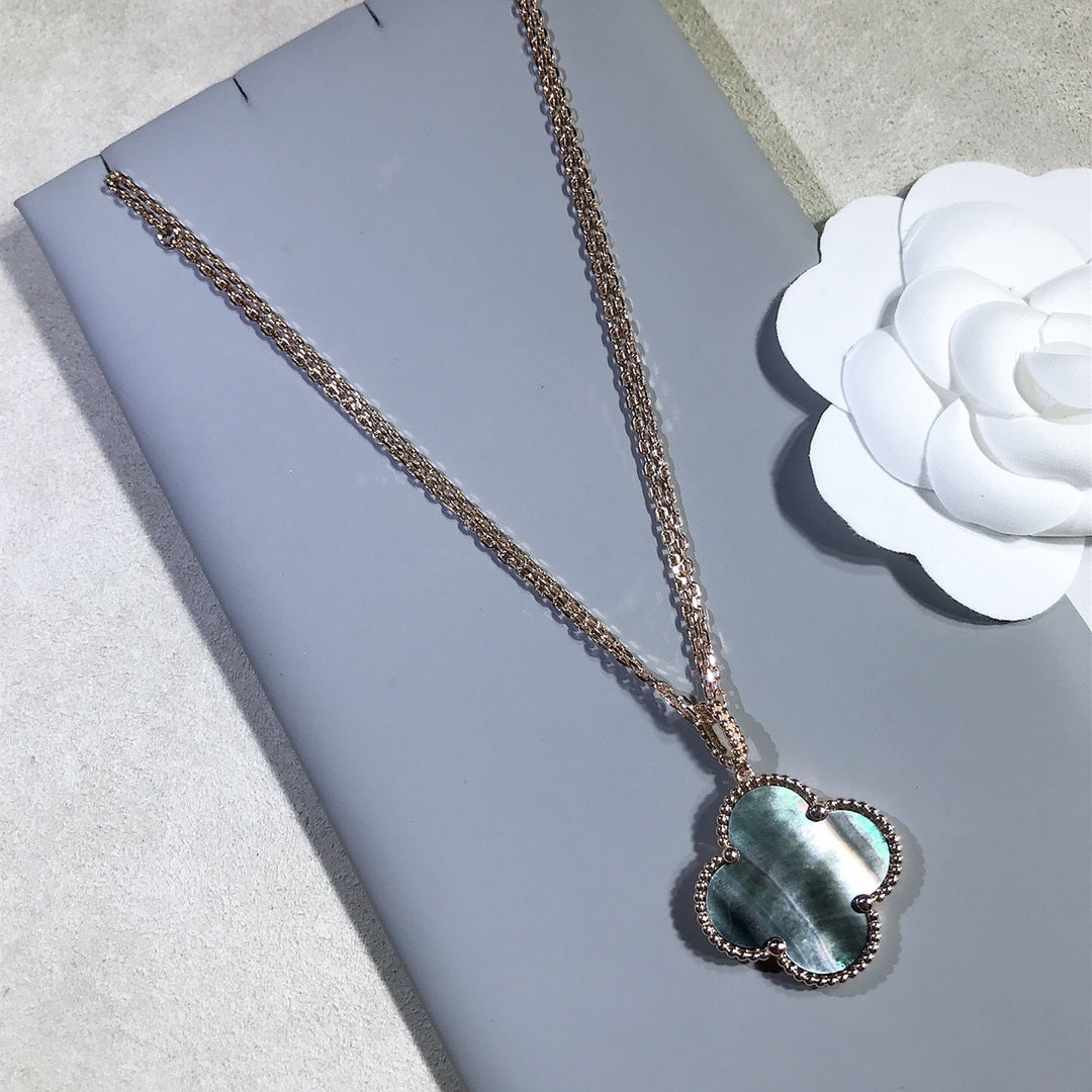 [Lumina]CLOVER 25MM GOLD DARK MOP BIG CLOVER NECKLACE