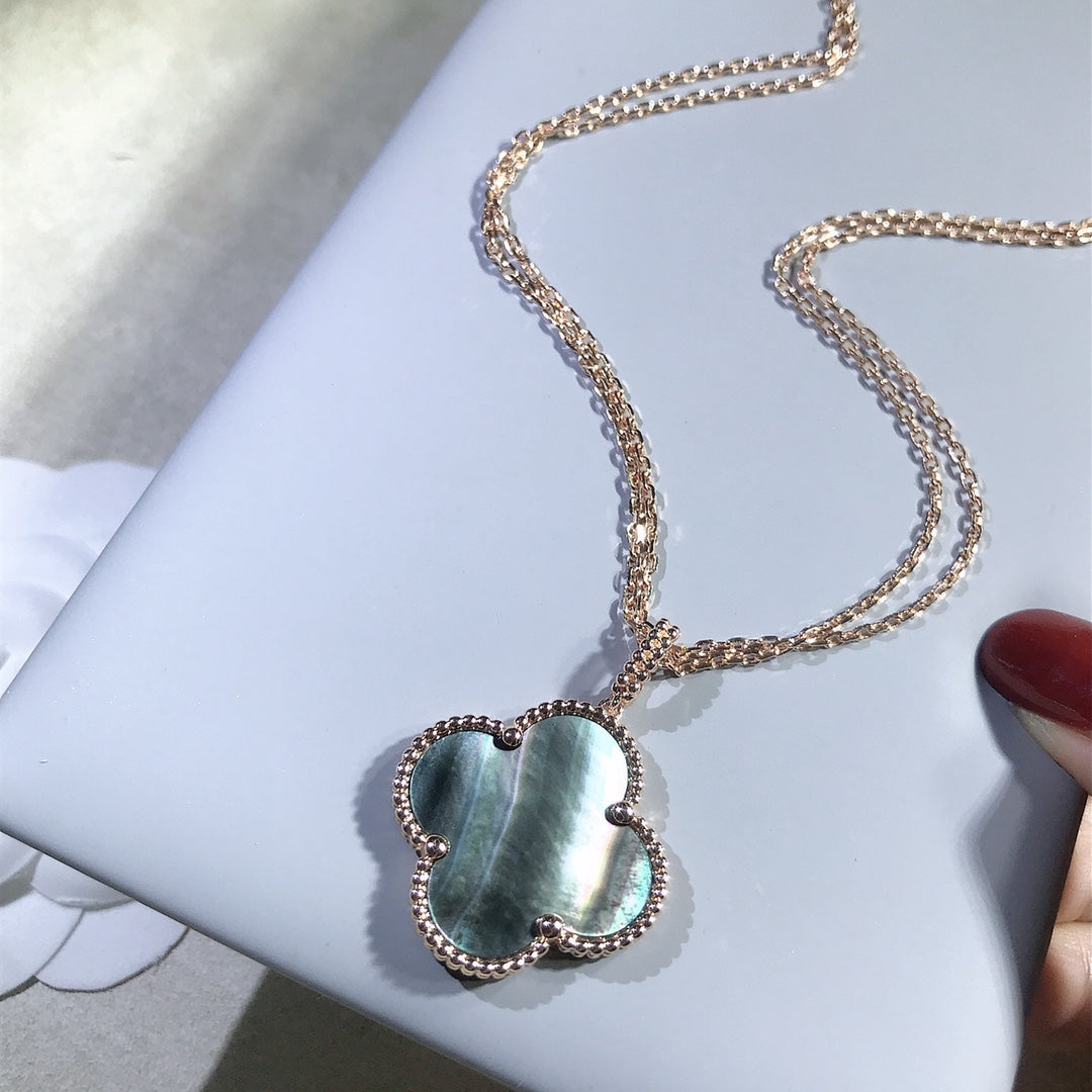 [Lumina]CLOVER 25MM GOLD DARK MOP BIG CLOVER NECKLACE