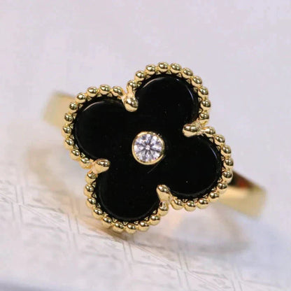 [Lumina]CLOVER ONYX RING GOLD DIAMOND