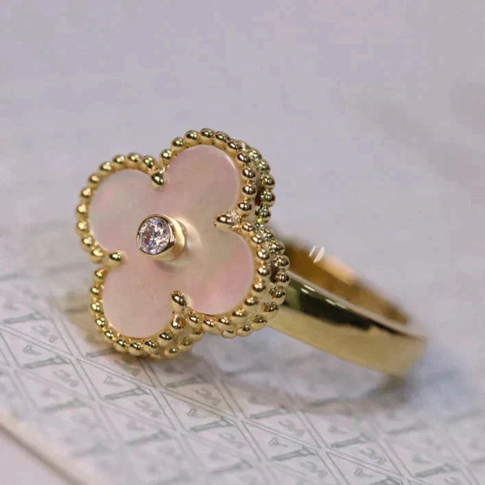 [Lumina]CLOVER PINK MOP RING GOLD DIAMOND
