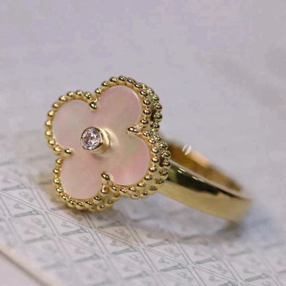 [Lumina]CLOVER PINK MOP RING GOLD DIAMOND