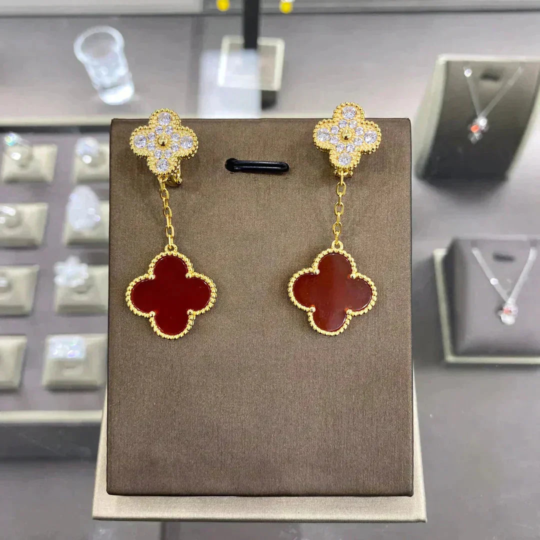 [Lumina]CLOVER  2 MOTIFS  DIAMOND  EARRINGS (MULTIPLE CHOICESç´