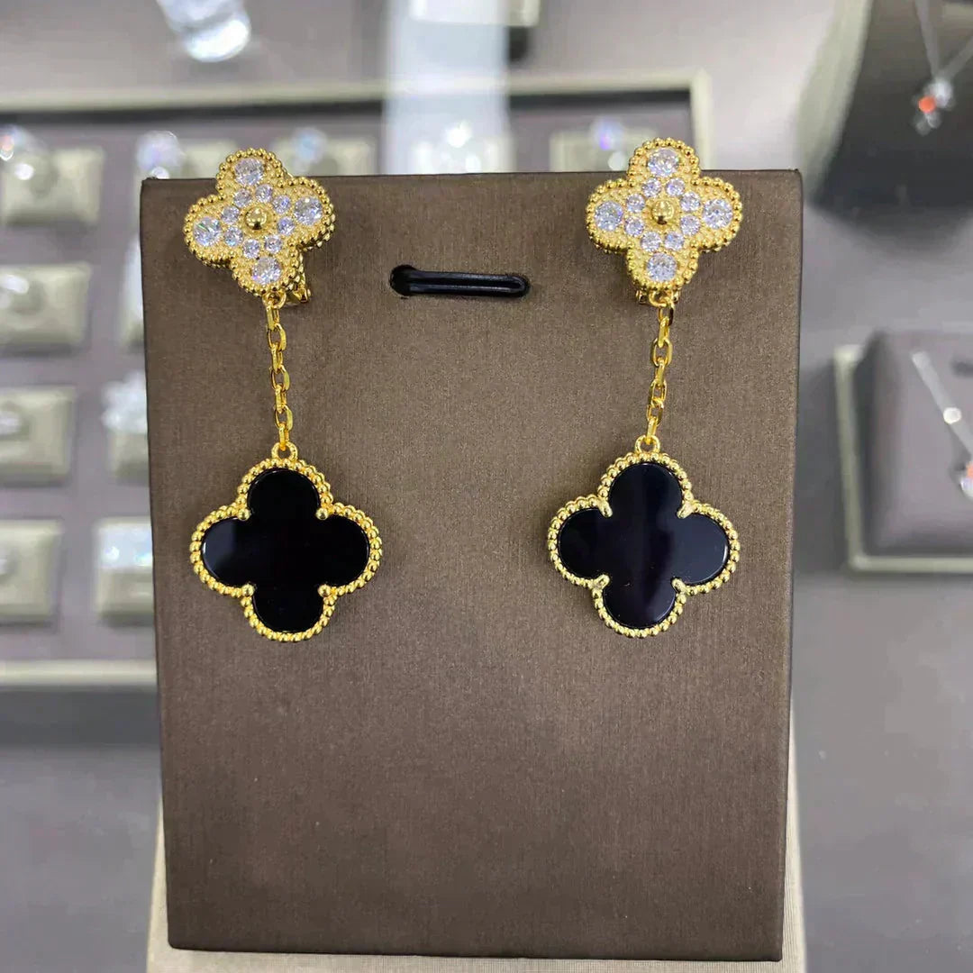 [Lumina]CLOVER  2 MOTIFS  DIAMOND  EARRINGS (MULTIPLE CHOICESç´
