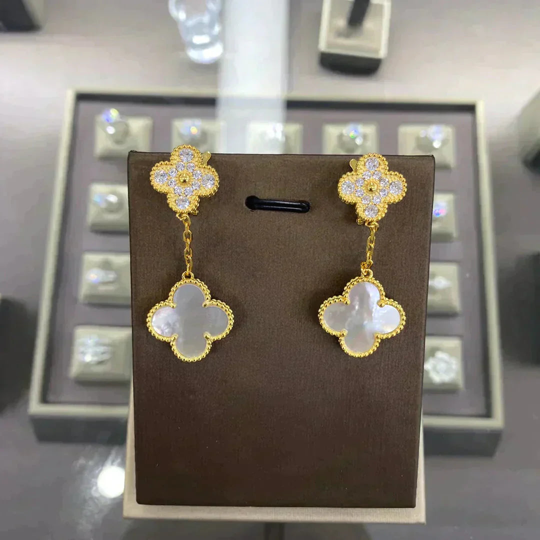 [Lumina]CLOVER  2 MOTIFS  DIAMOND  EARRINGS (MULTIPLE CHOICESç´