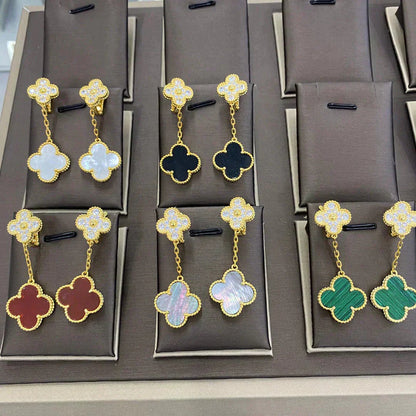 [Lumina]CLOVER  2 MOTIFS  DIAMOND  EARRINGS (MULTIPLE CHOICESç´