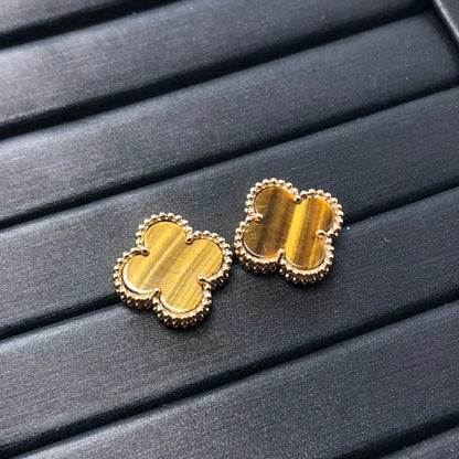 [Lumina]CLOVER MEDIUM 1 MOTIFS TIGER EYE EARRINGS