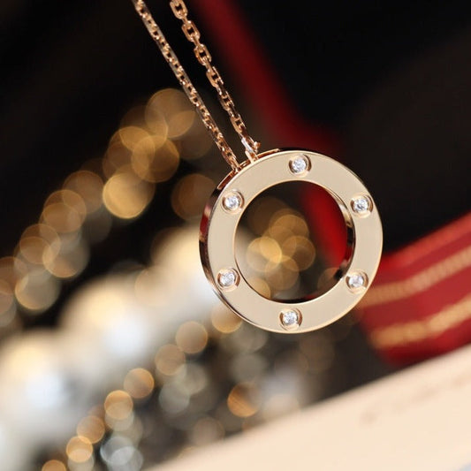 [Lumina]LOVE NECKLACE 16MM 6 DIAMONDS PINK GOLD