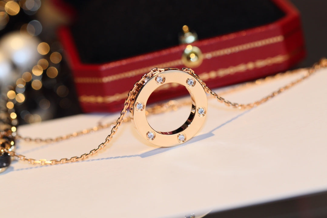 [Lumina]LOVE NECKLACE 16MM 6 DIAMONDS PINK GOLD