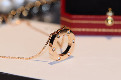 [Lumina]LOVE NECKLACE 16MM 6 DIAMONDS PINK GOLD