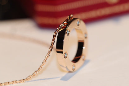 [Lumina]LOVE NECKLACE 16MM 6 DIAMONDS PINK GOLD