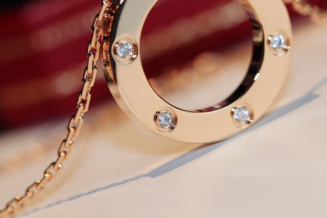 [Lumina]LOVE NECKLACE 16MM 6 DIAMONDS PINK GOLD