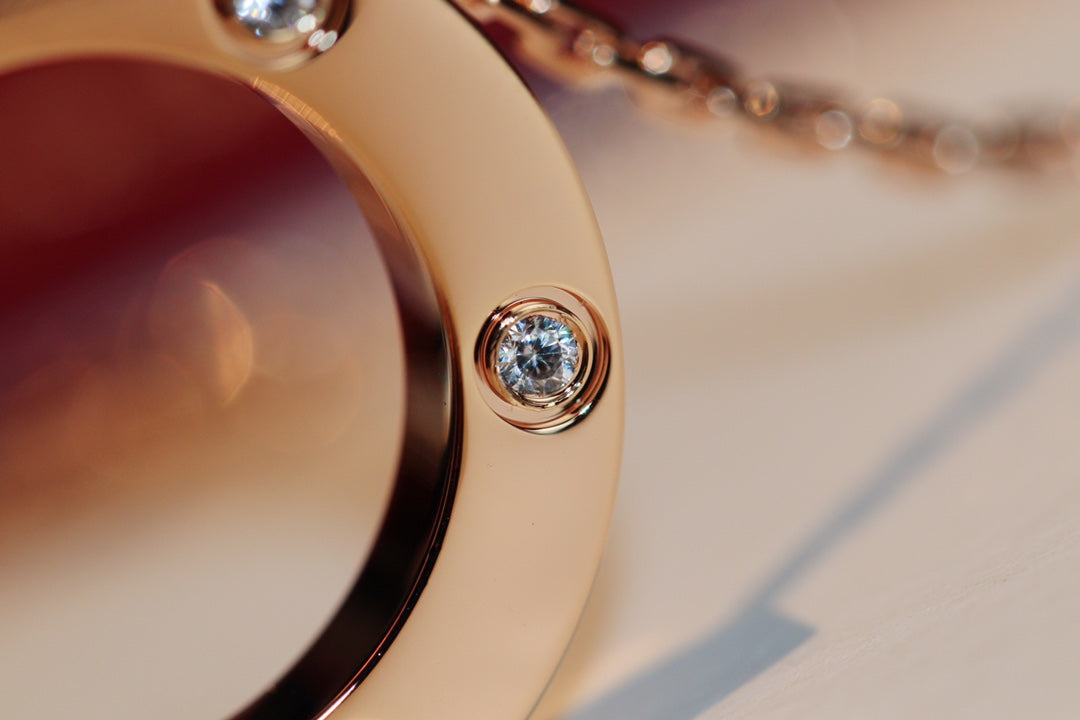 [Lumina]LOVE NECKLACE 16MM 6 DIAMONDS PINK GOLD
