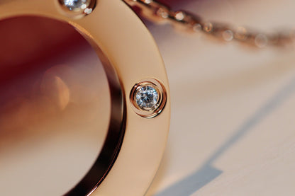 [Lumina]LOVE NECKLACE 16MM 6 DIAMONDS PINK GOLD