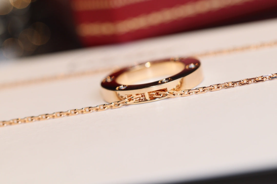 [Lumina]LOVE NECKLACE 16MM 6 DIAMONDS PINK GOLD
