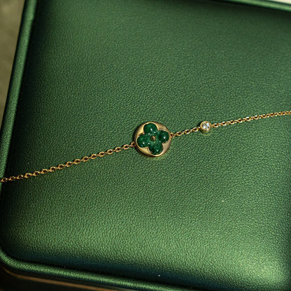 [Lumina]SUN MALACHITE 1 DIAMOND PINK GOLD BRACELET