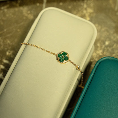 [Lumina]SUN MALACHITE 1 DIAMOND PINK GOLD BRACELET