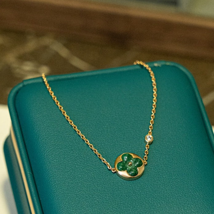 [Lumina]SUN MALACHITE 1 DIAMOND PINK GOLD BRACELET