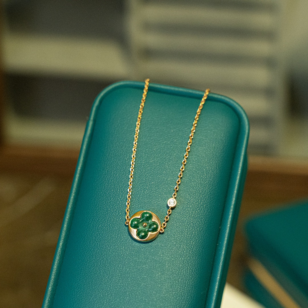 [Lumina]SUN MALACHITE 1 DIAMOND PINK GOLD BRACELET