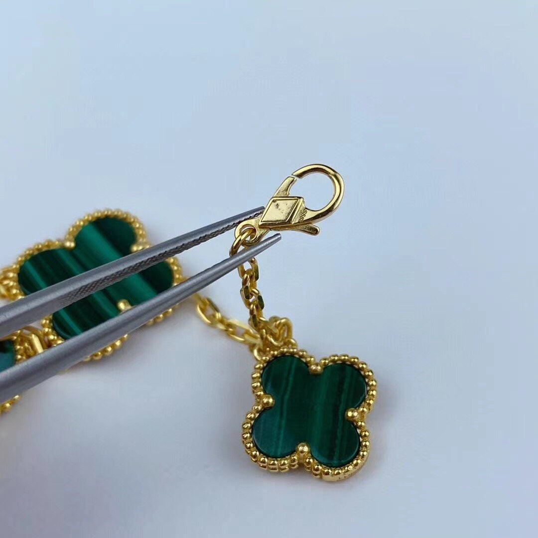 [Lumina]MAGIC CLOVER MALACHITE GOLD BRACELET 5 MOTIFS