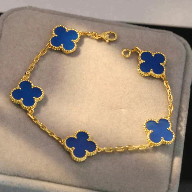 [Lumina] CLOVER 5 MOTIF BLUE AGATE BRACELET COLLECTION