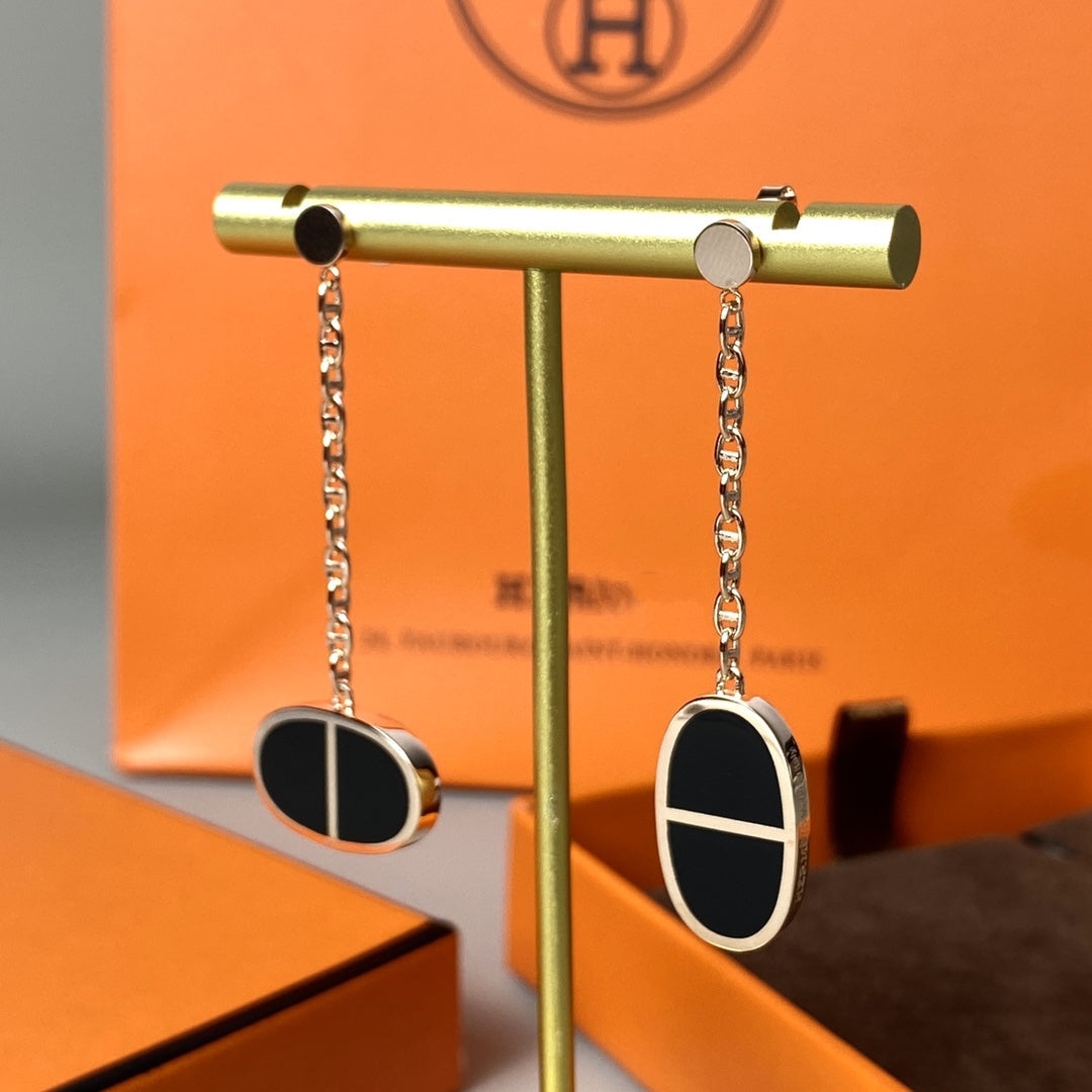 [Lumina]CHAINE VERSO BLACK CERAMIC EARRINGS