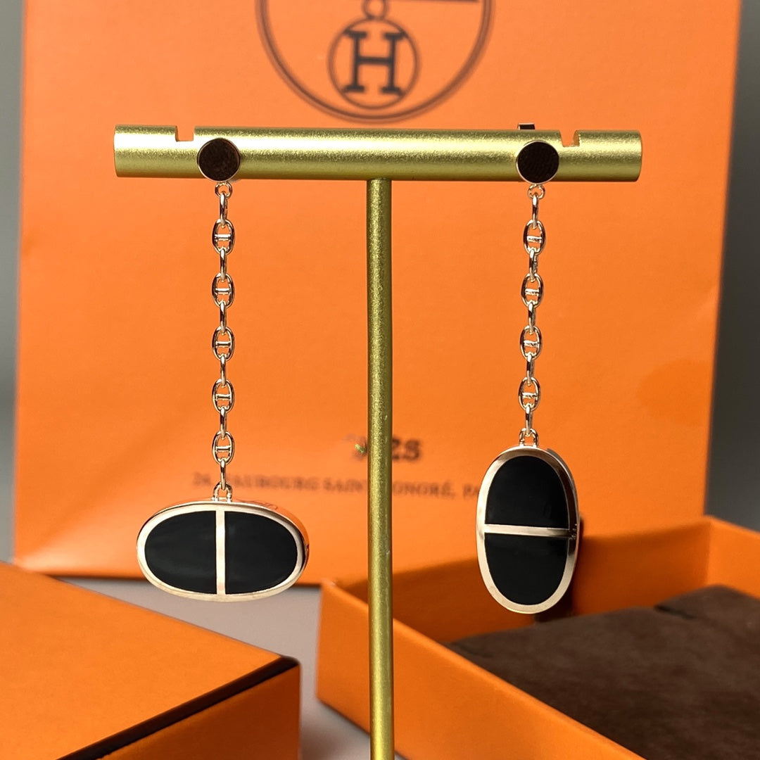 [Lumina]CHAINE VERSO BLACK CERAMIC EARRINGS