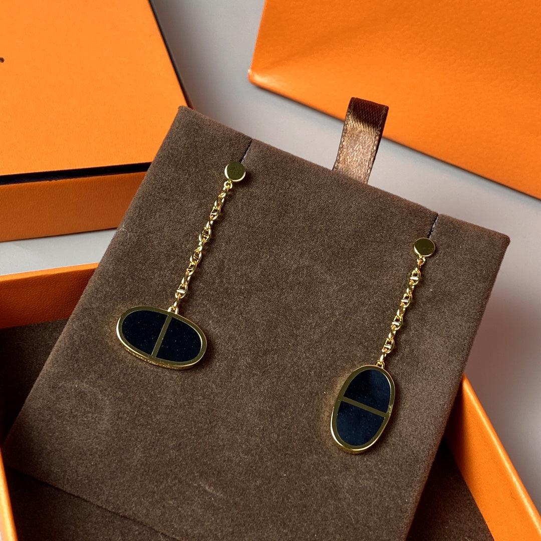[Lumina]CHAINE VERSO BLACK CERAMIC EARRINGS