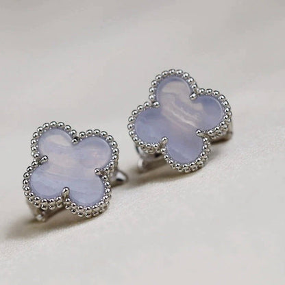 [Lumina]CLOVER MEDIUM 1 MOTIFS  WHITE MOP EARRINGS SILVER