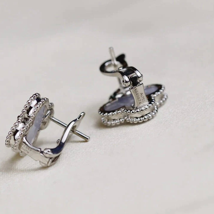 [Lumina]CLOVER MEDIUM 1 MOTIFS  WHITE MOP EARRINGS SILVER