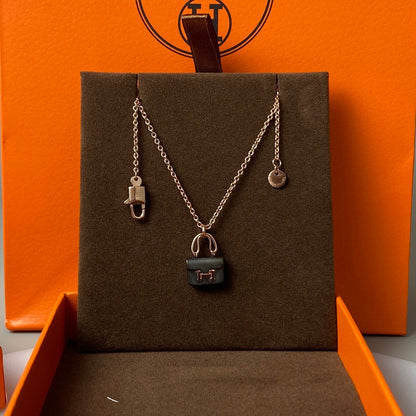 [Lumina]CONSTANCE BLACK PEDANT PINK GOLD NECKLACE
