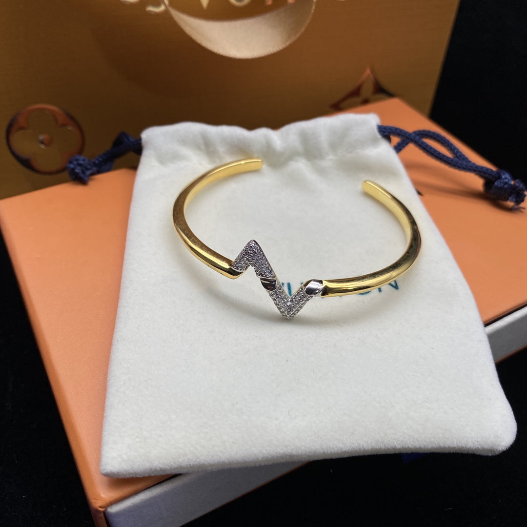 [Lumina]VOLTE UPSITE DOWN DIAMOND GOLD OPEN BRACELET