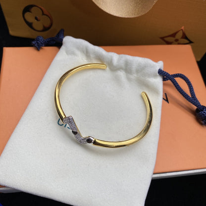 [Lumina]VOLTE UPSITE DOWN DIAMOND GOLD OPEN BRACELET
