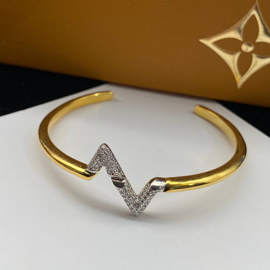 [Lumina]VOLTE UPSITE DOWN DIAMOND GOLD OPEN BRACELET
