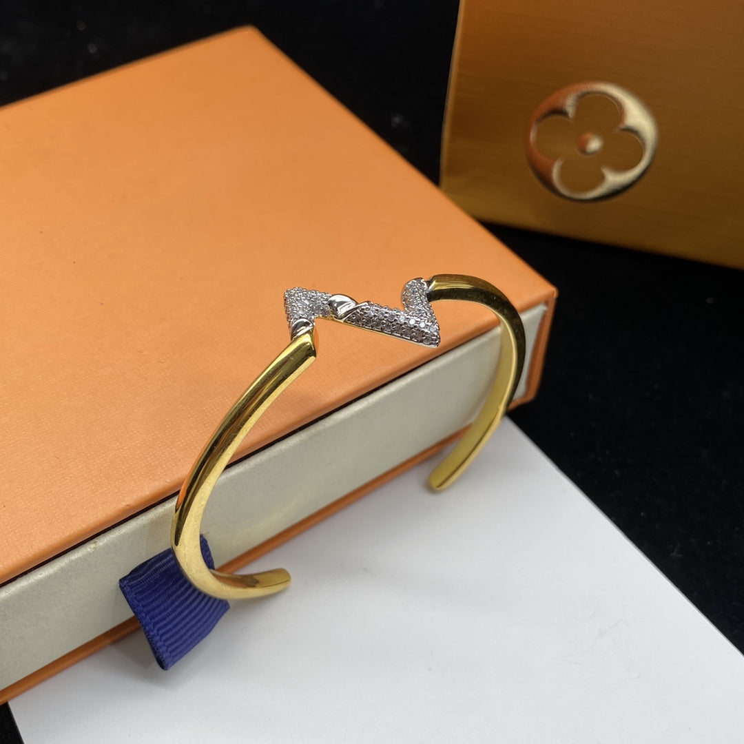 [Lumina]VOLTE UPSITE DOWN DIAMOND GOLD OPEN BRACELET