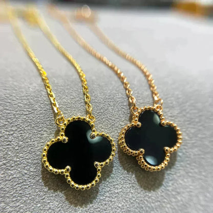[Lumina]CLOVER 15MM BLACK ONYX SINGLE FLOWER NECKLACE