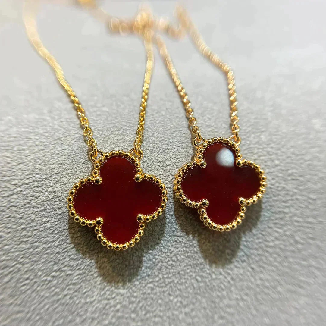 [Lumina]CLOVER 15MM CARNELIAN SINGLE FLOWER NECKLACE
